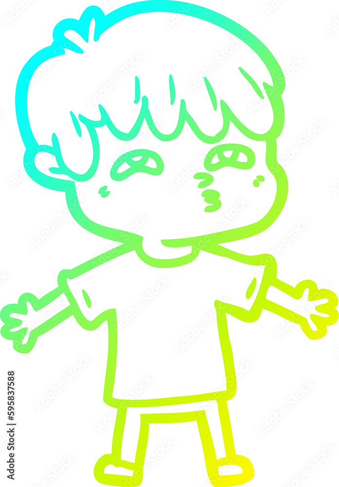 cold gradient line drawing of a cartoon man confused cold gradient line drawing of a cartoon man confused