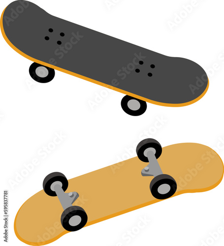 Skateboard top and back without line art