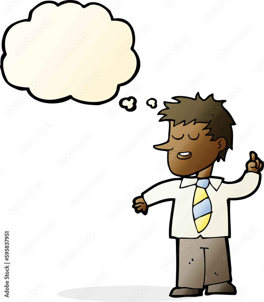 cartoon man with good idea with thought bubble cartoon man with good idea with thought bubble