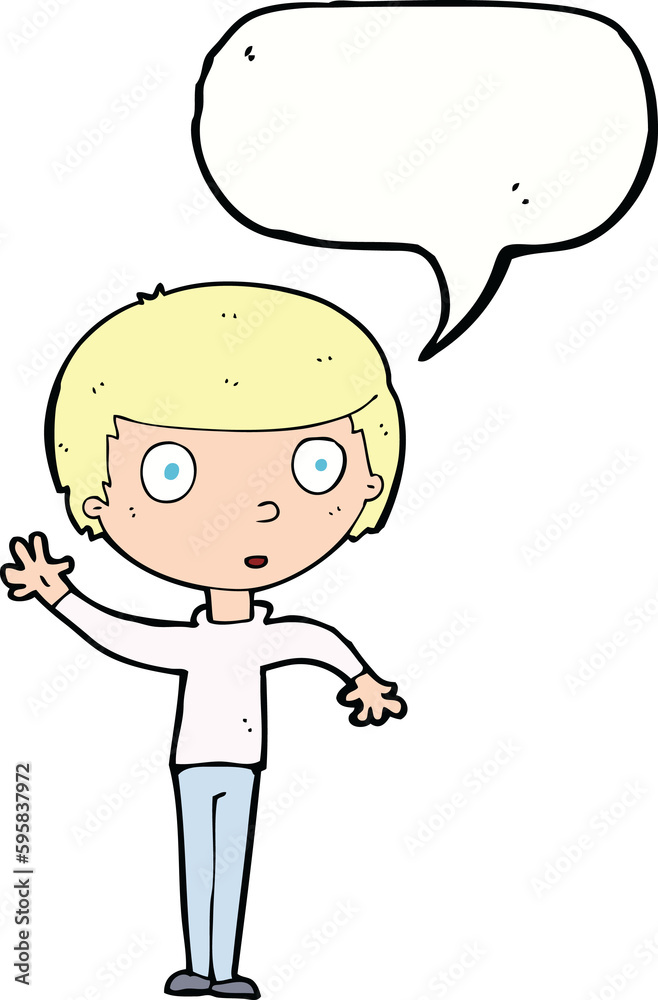 cartoon waving boy with speech bubble cartoon waving boy with speech bubble