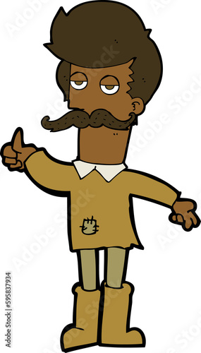 cartoon old man in poor clothes