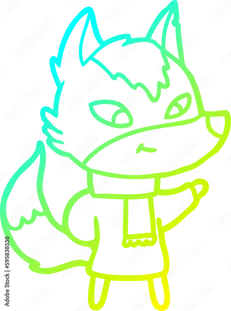 cold gradient line drawing of a friendly cartoon wolf cold gradient line drawing of a friendly cartoon wolf