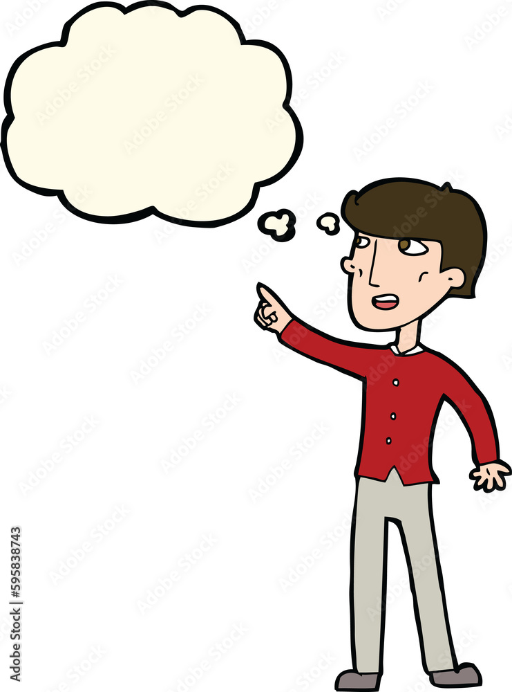 cartoon man pointing with thought bubble cartoon man pointing with thought bubble