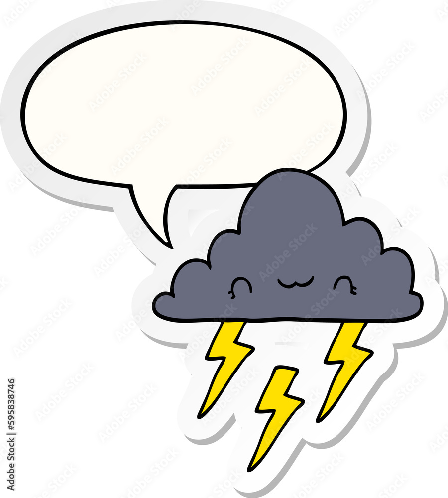 cartoon storm cloud with speech bubble sticker cartoon storm cloud with speech bubble sticker