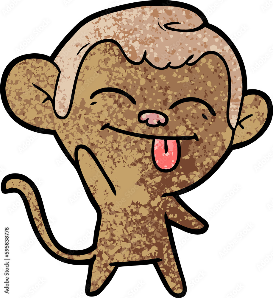 Obraz premium funny cartoon monkey waving