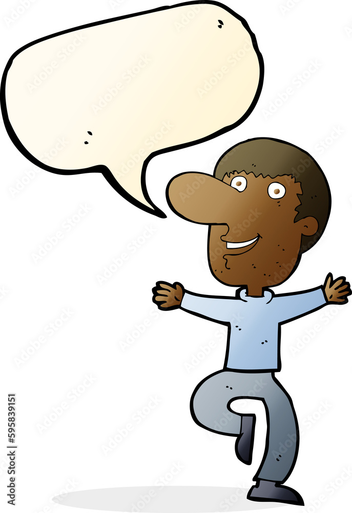 cartoon happy man with speech bubble cartoon happy man with speech bubble