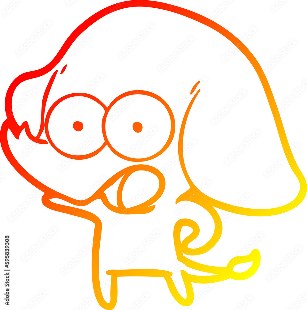 warm gradient line drawing of a cute cartoon elephant warm gradient line drawing of a cute cartoon elephant