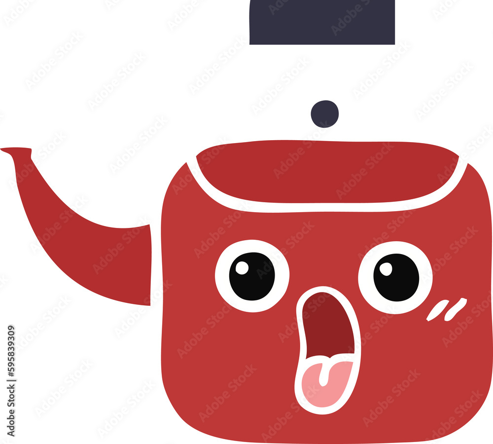 flat color retro cartoon of a kettle flat color retro cartoon of a kettle