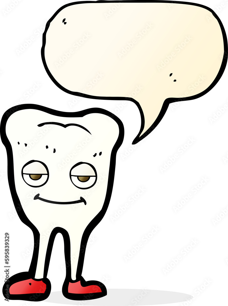 cartoon happy tooth with speech bubble cartoon happy tooth with speech bubble