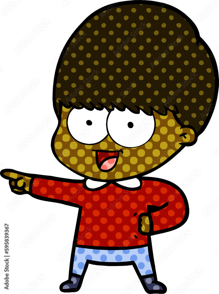 happy cartoon boy pointing happy cartoon boy pointing