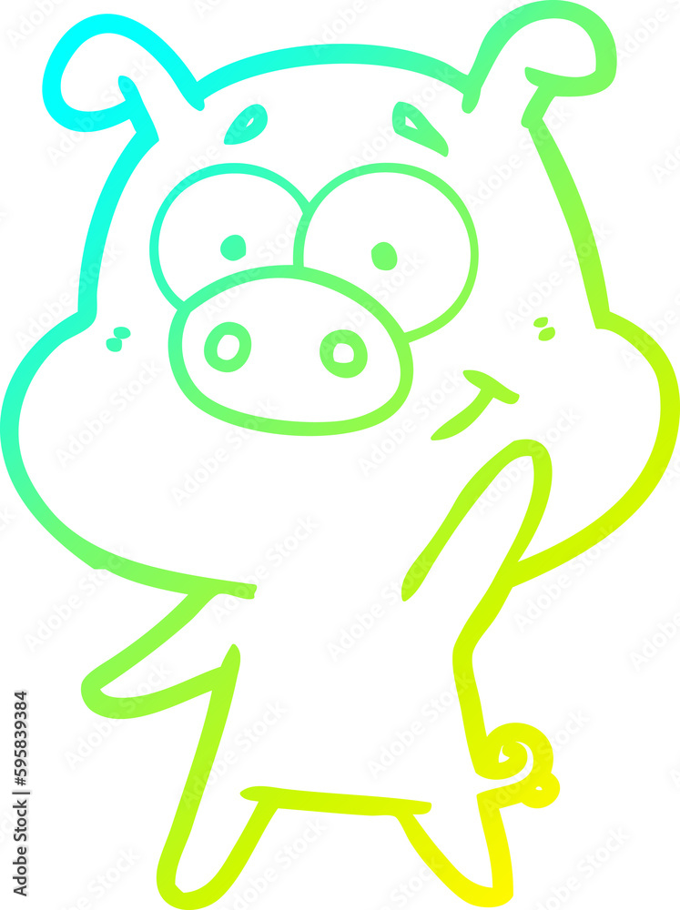 cold gradient line drawing of a happy cartoon pig cold gradient line drawing of a happy cartoon pig