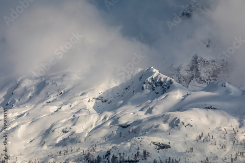 Spring in Sella Nevea - Friuli Venezia Giulia. A snowy sunset from The Altopiano del Montasio