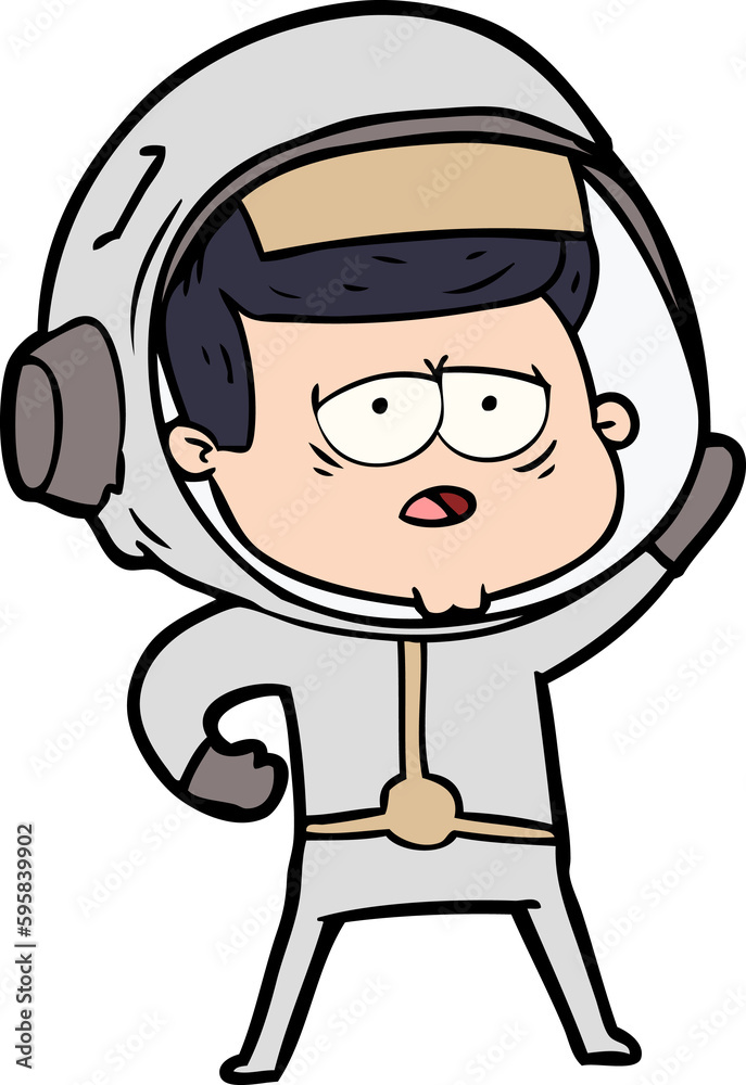 cartoon tired astronaut