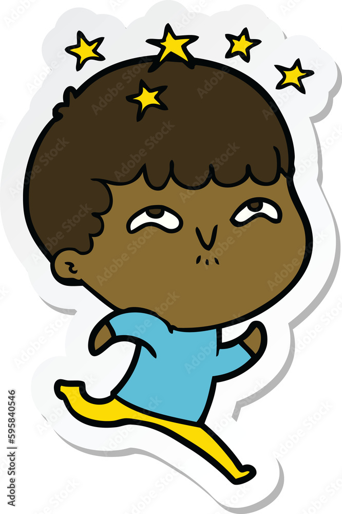 sticker of a cartoon amazed boy sticker of a cartoon amazed boy