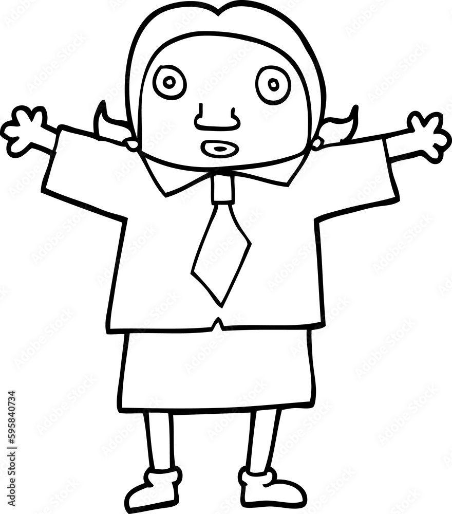 line drawing cartoon school girl line drawing cartoon school girl