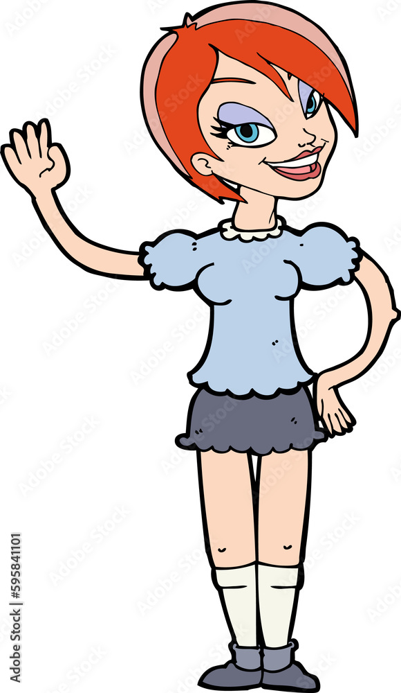 Fototapeta premium cartoon waving woman