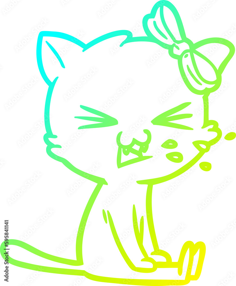 cold gradient line drawing of a cartoon cat cold gradient line drawing of a cartoon cat