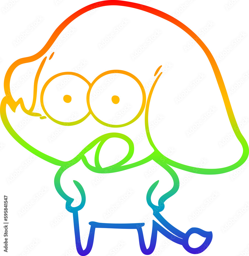 rainbow gradient line drawing of a cute cartoon elephant rainbow gradient line drawing of a cute cartoon elephant