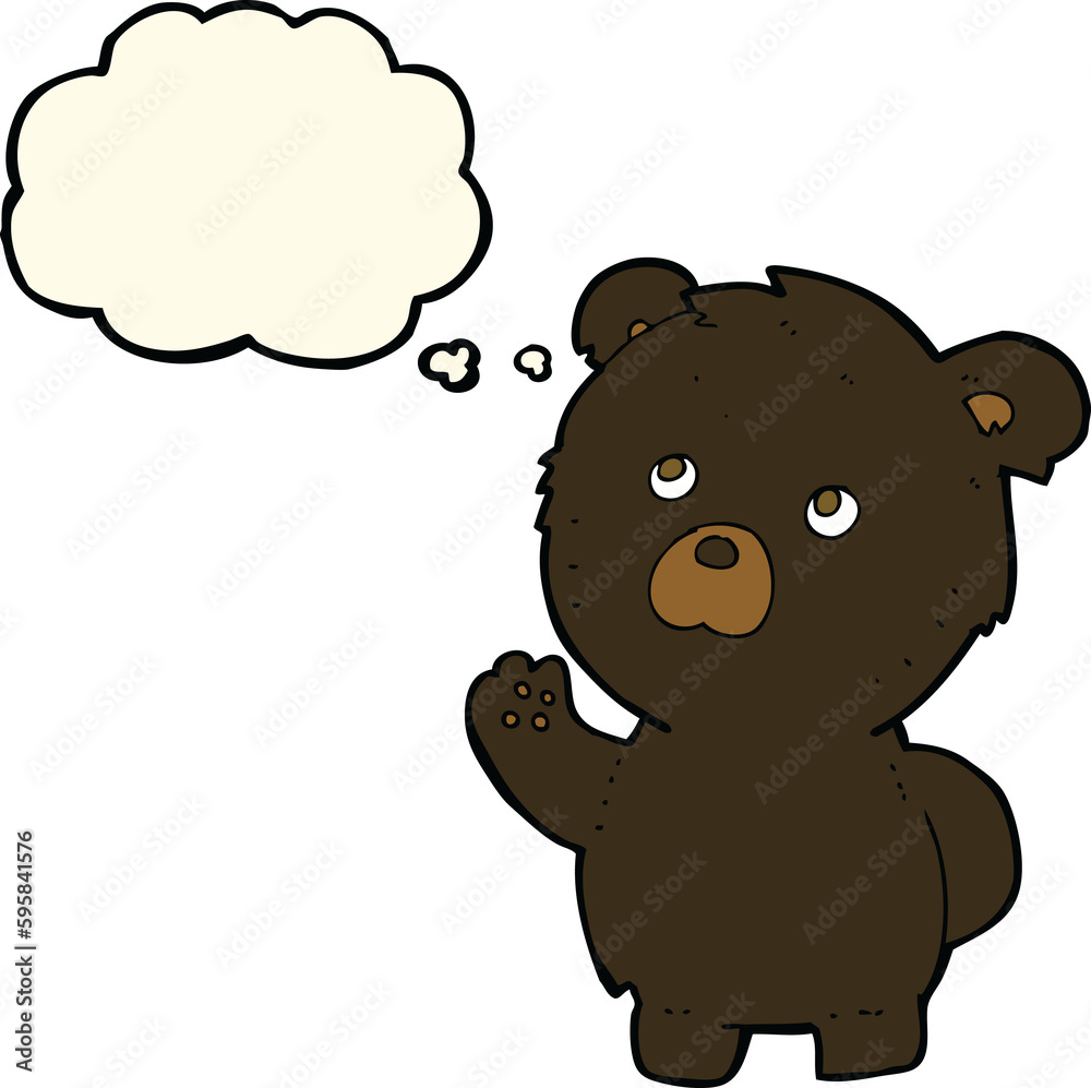 cartoon waving black bear with thought bubble cartoon waving black bear with thought bubble