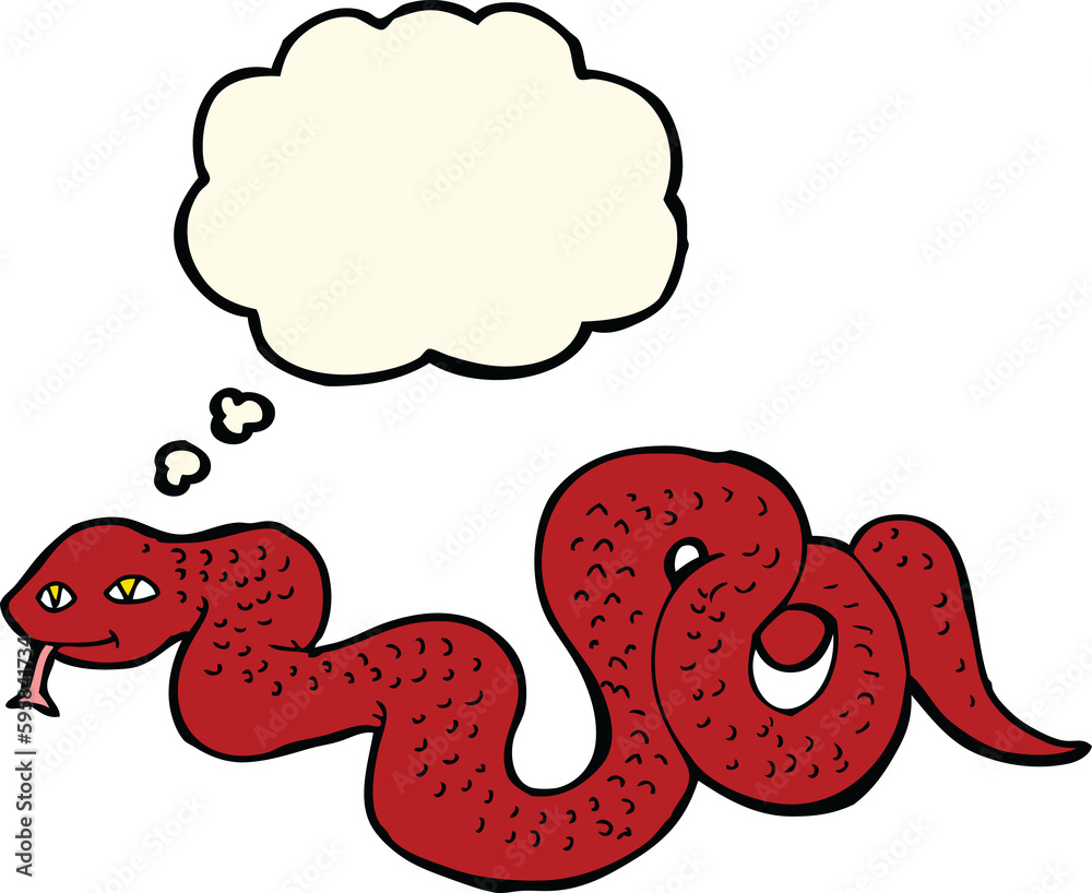 Obraz premium cartoon snake with thought bubble