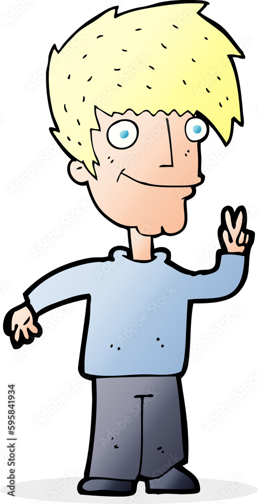 cartoon man giving peace sign cartoon man giving peace sign