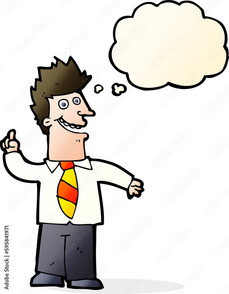 cartoon man with good idea with thought bubble cartoon man with good idea with thought bubble