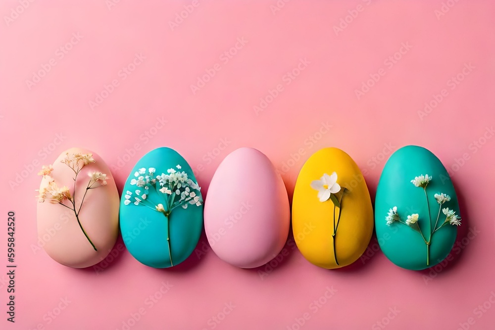 Egg-citing Easter: Gypsophila Decorated Eggs on a Pink Background Egg-citing Easter: Gypsophila Decorated Eggs on a Pink Background