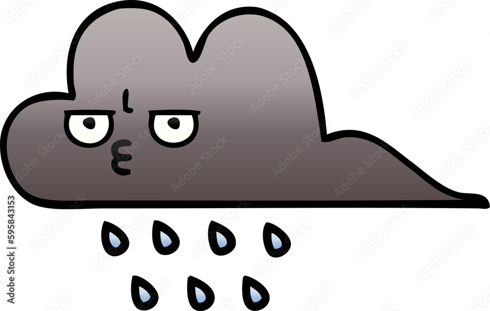 gradient shaded cartoon of a storm rain cloud gradient shaded cartoon of a storm rain cloud
