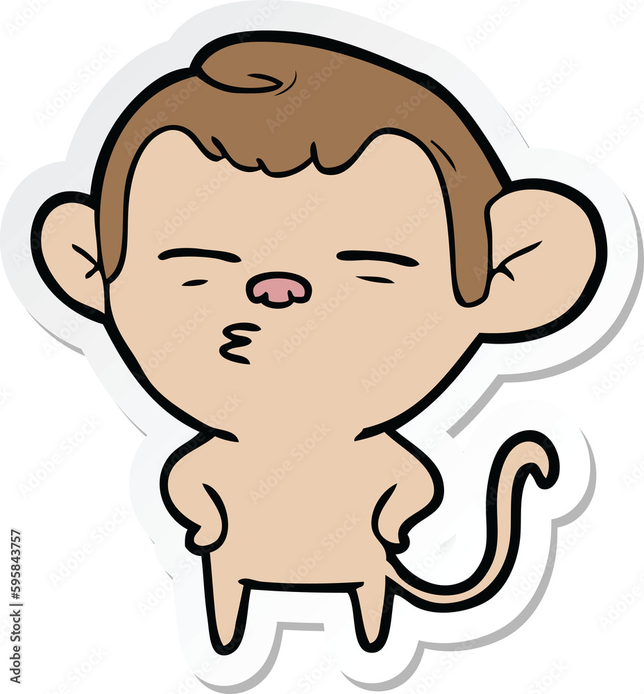 sticker of a cartoon suspicious monkey sticker of a cartoon suspicious monkey