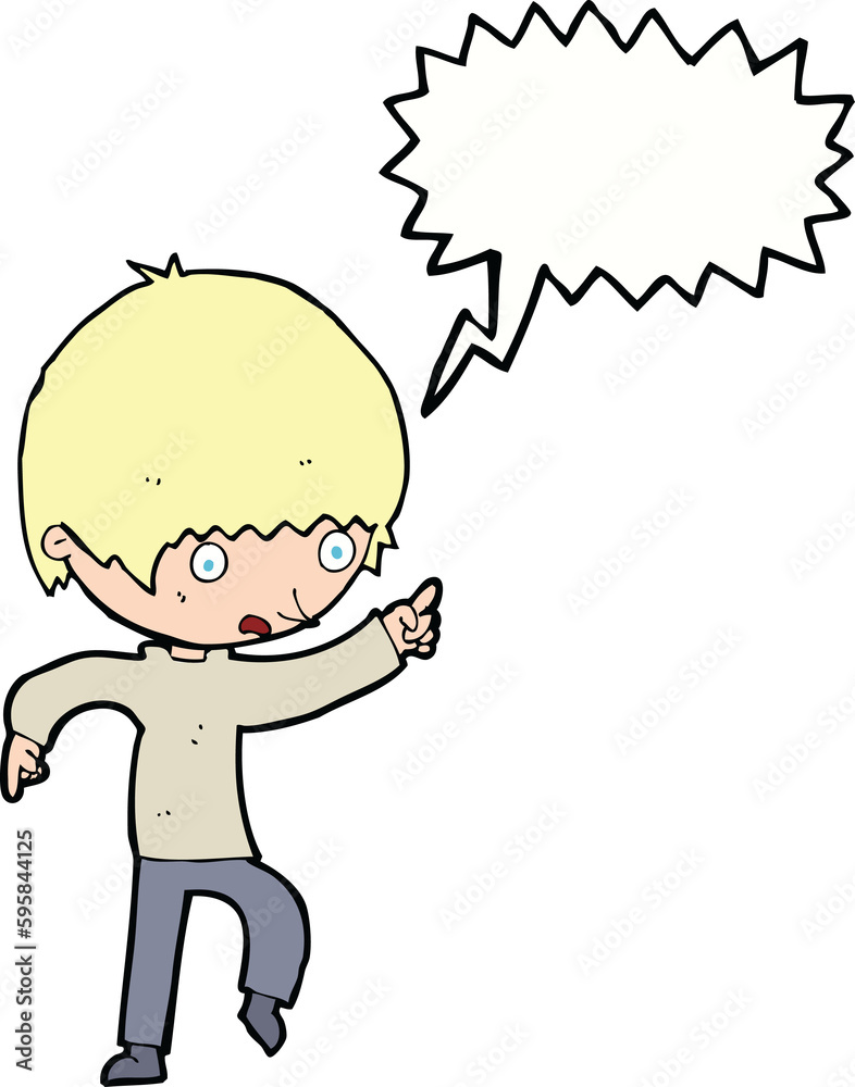 cartoon worried boy pointing with speech bubble cartoon worried boy pointing with speech bubble