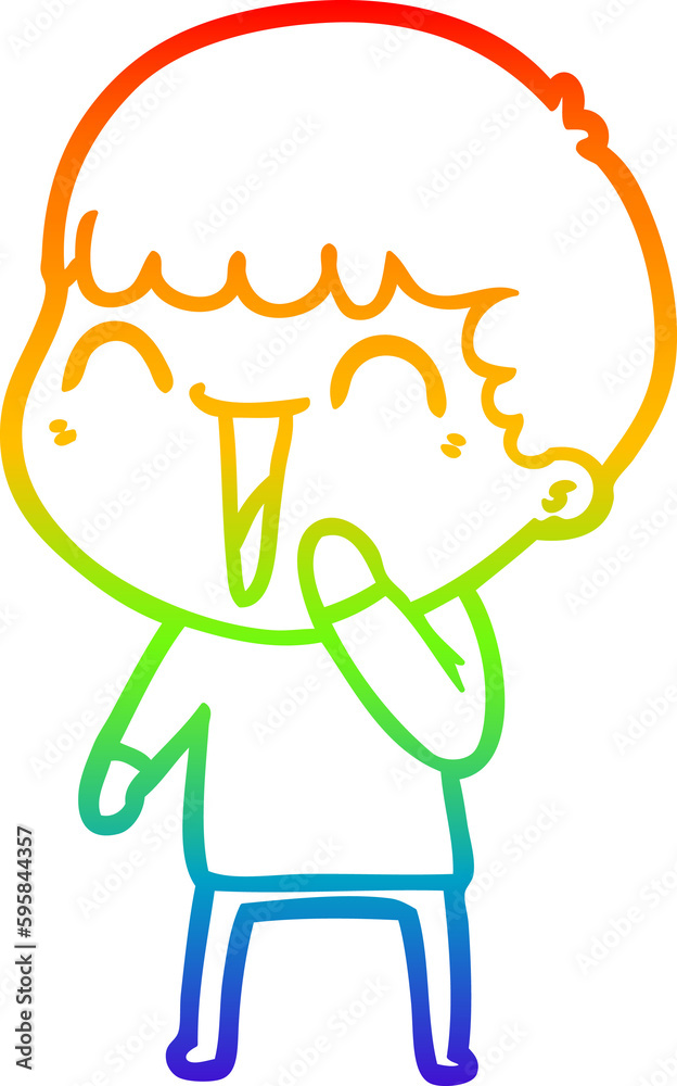 rainbow gradient line drawing of a cartoon happy man rainbow gradient line drawing of a cartoon happy man