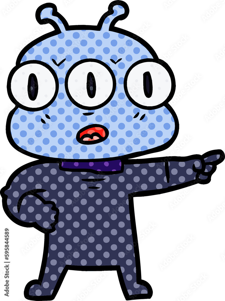Obraz premium cartoon three eyed alien