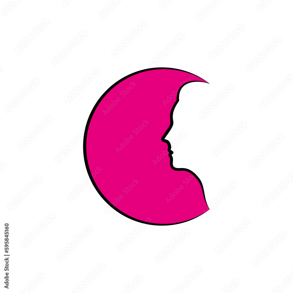 logo with a woman's face in a circle. logo with a woman's face in a circle.