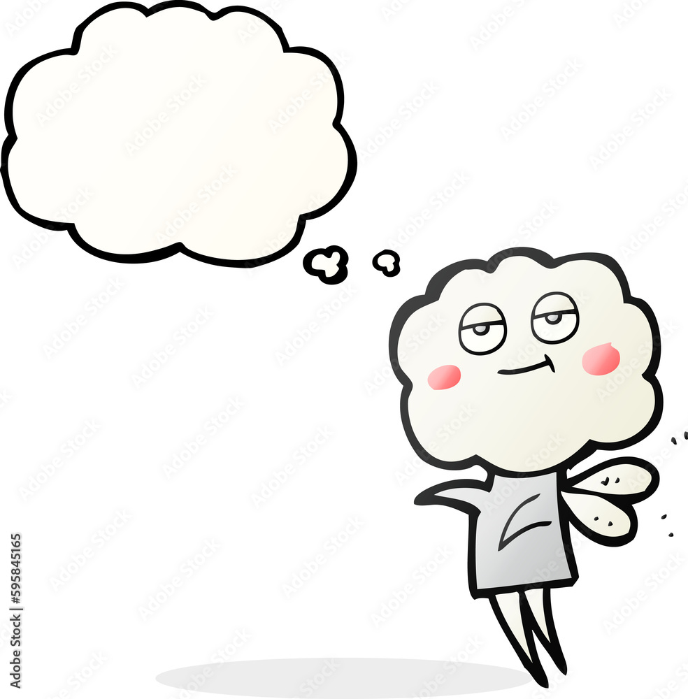 freehand drawn thought bubble cartoon cute cloud head imp