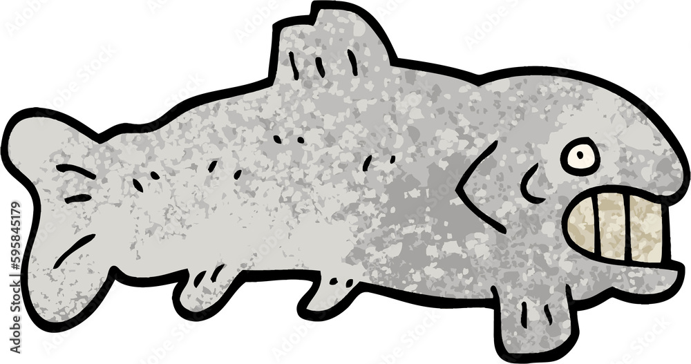 grunge textured illustration cartoon large fish grunge textured illustration cartoon large fish