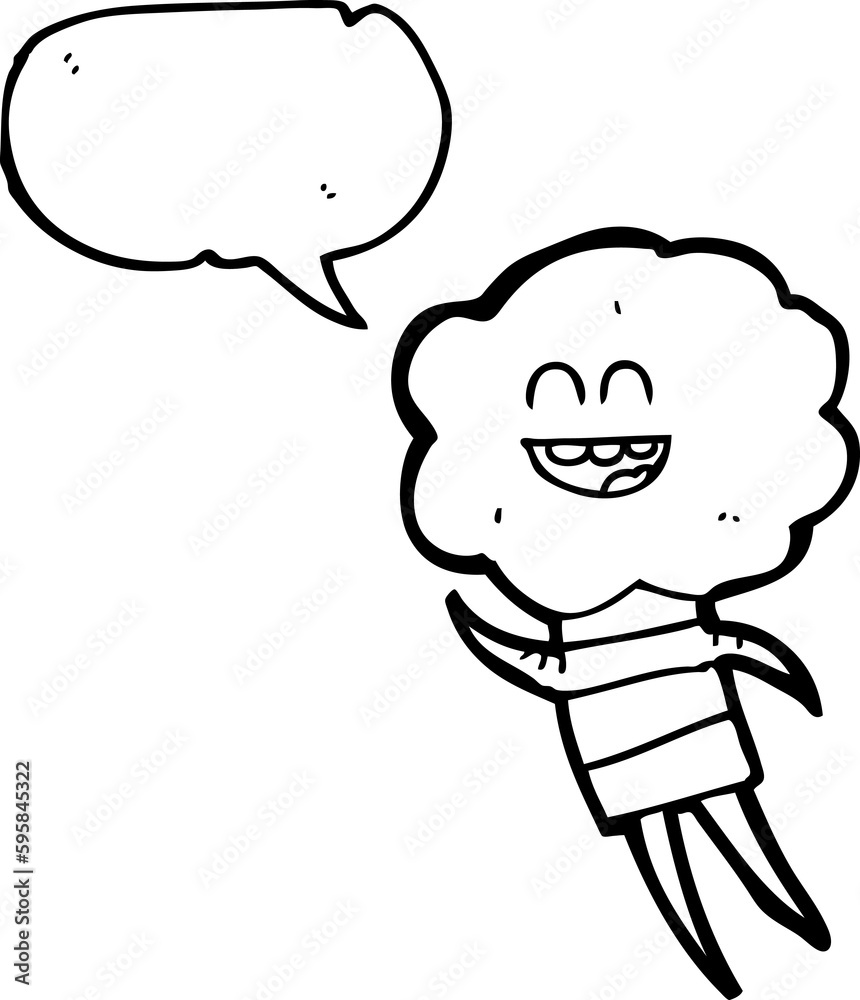 freehand drawn speech bubble cartoon cute cloud head creature