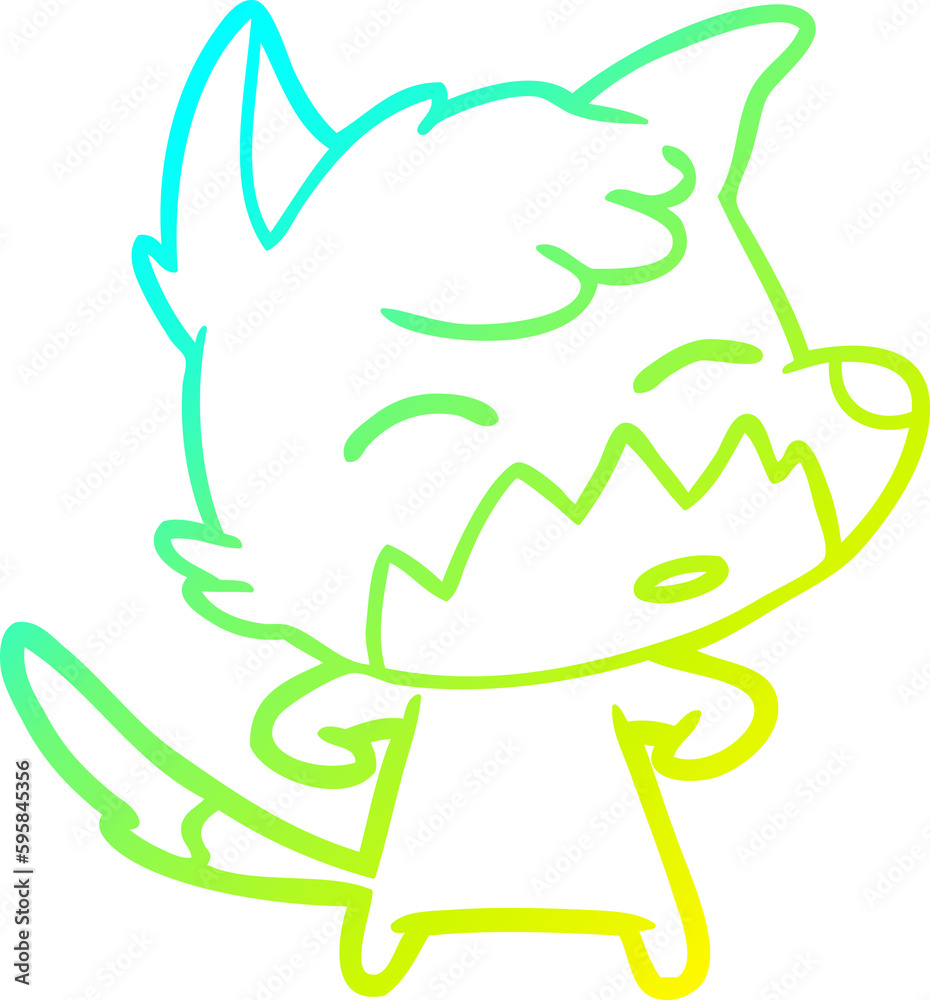 cold gradient line drawing of a cartoon fox cold gradient line drawing of a cartoon fox