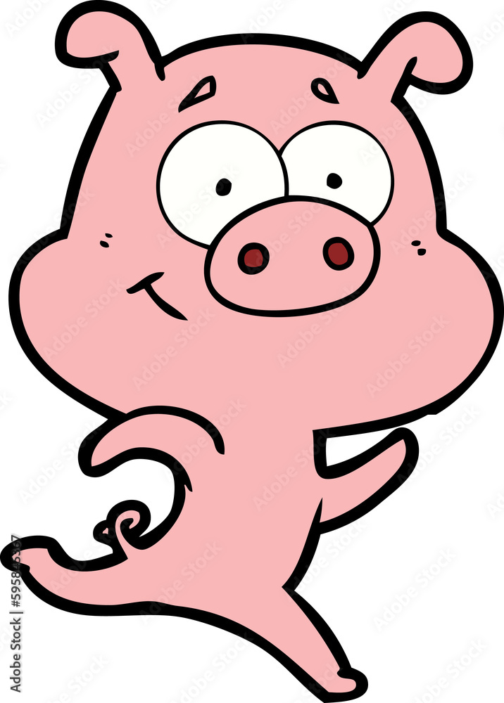 happy cartoon pig running happy cartoon pig running