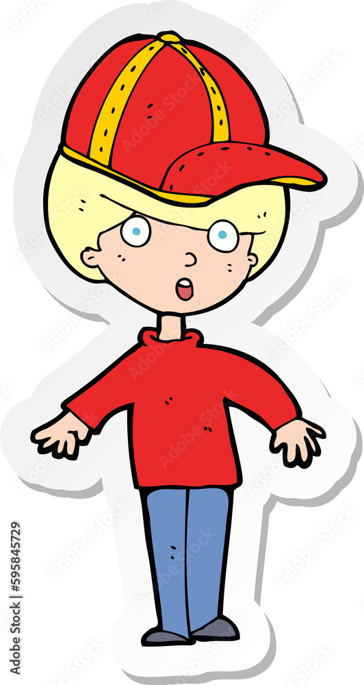 sticker of a cartoon boy wearing cap sticker of a cartoon boy wearing cap