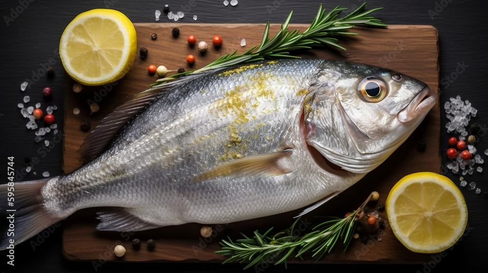 cook raw gilt-head bream dorado fish with ingredients and seasonings
