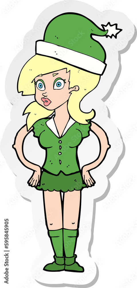 sticker of a cartoon santas helper sticker of a cartoon santas helper