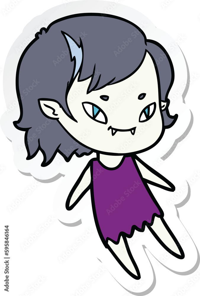 sticker of a cartoon friendly vampire girl sticker of a cartoon friendly vampire girl