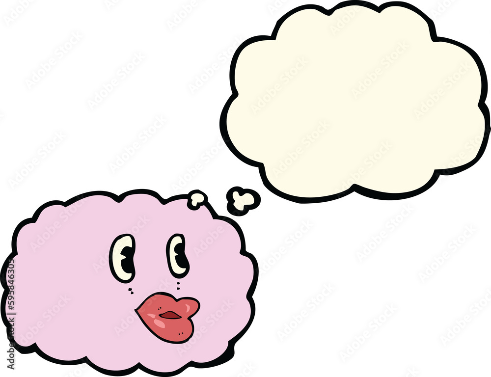 cartoon cloud symbol with thought bubble
