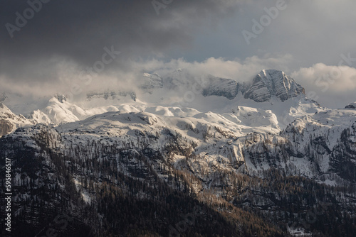 Spring in Sella Nevea - Friuli Venezia Giulia. A snowy sunset from The Altopiano del Montasio