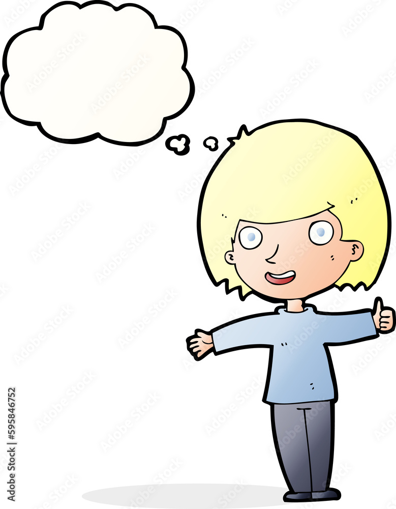 cartoon happy woman with thought bubble cartoon happy woman with thought bubble