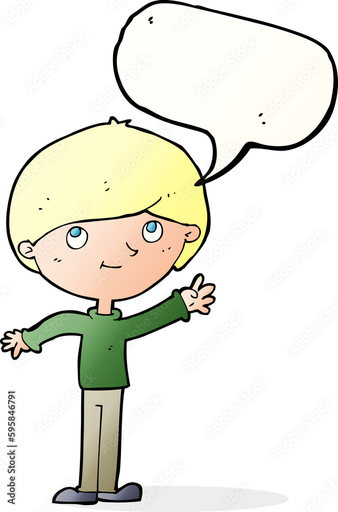 cartoon happy boy with speech bubble cartoon happy boy with speech bubble