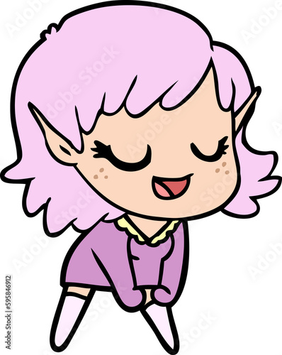 happy cartoon elf girl