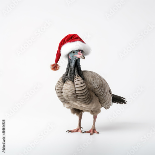 Funny Christmas Turkey Wearing Santa Hat