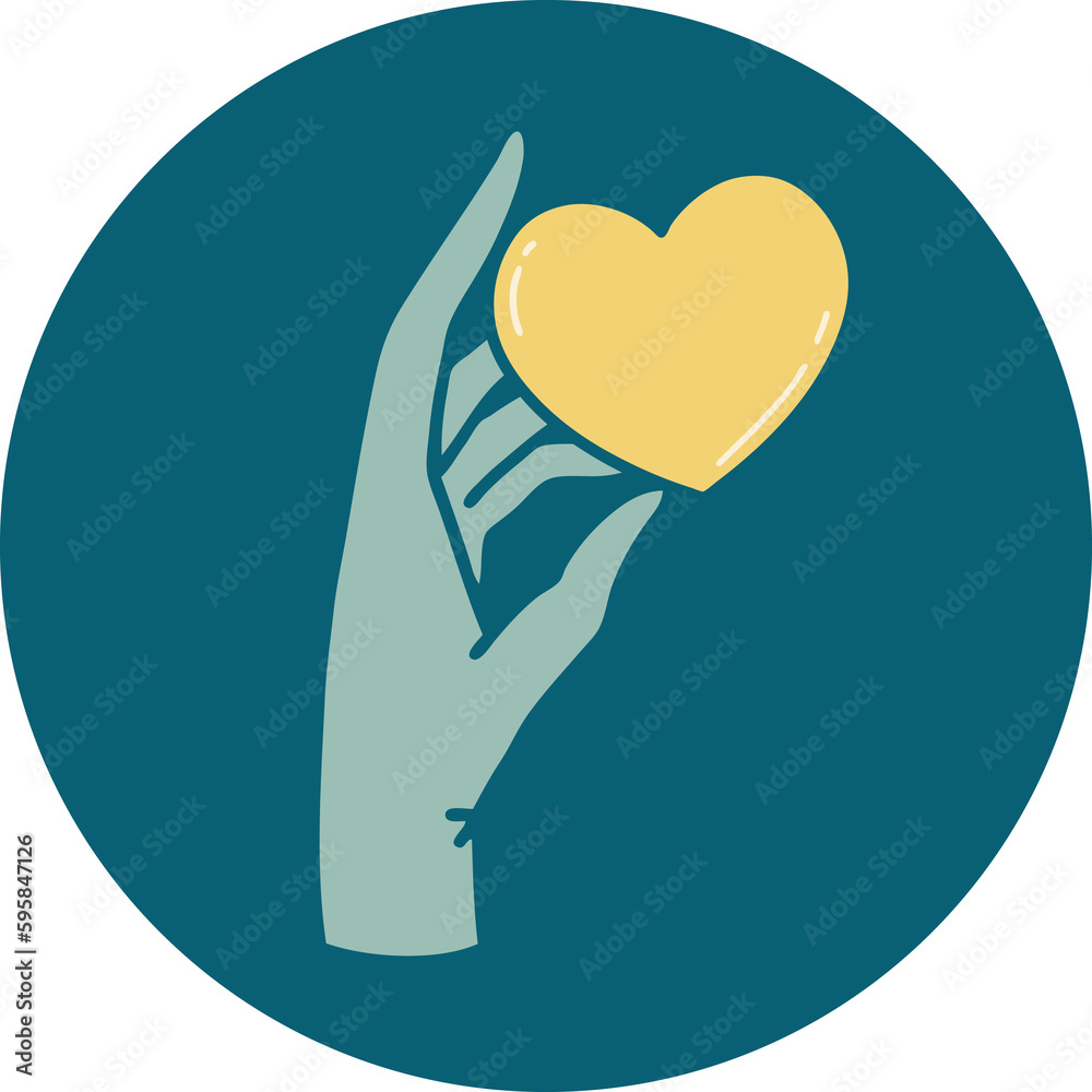 iconic tattoo style image of a hand holding a heart iconic tattoo style image of a hand holding a heart