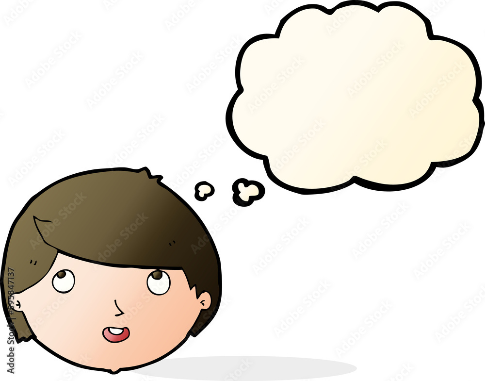 cartoon happy face with thought bubble cartoon happy face with thought bubble